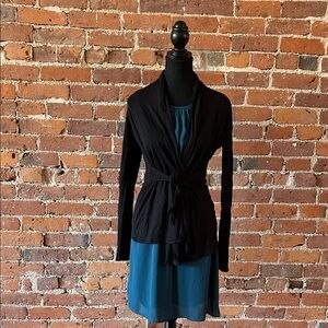 🇨🇦 RW&Co. Black Wrap with Teal Dress